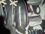 Rawlings Elite 11.5 Inch Leather Baseball Glove Black Red White Finger. Fixed Price $90.00.