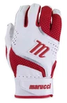 Marucci Code Adult Batting Gloves, Leather Palm & Mesh Back - Red/white. Fixed Price $34.95.