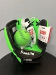 Frankin Air Tech 8.5 Inch Green & Black My First Teeball Glove W Foam Baseball. Fixed Price $15.00.