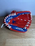 Rawlings PL91SR 9.5" Synthetic Baseball Softball Glove Red Blue White Basket-web. Fixed Price $12.00.