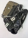 Wilson A350 Leather Baseball Glove 12" A03RB15B512 Dual Hinge Black & Gray Rht. Fixed Price $24.99.
