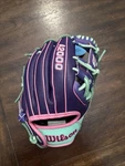 Wilson A2000 DP15 Pro Stock 11.5" Leather Baseball Glove Rht Purple Teal Pink. Fixed Price $189.99.