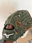 Mizuno Pro Select 12.75" Right Hand Throw Leather Glove Deep Pocket Green/brown. Fixed Price $250.00.