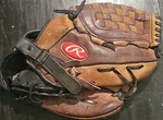 Rawlings RB25 12.5" Leather Baseball Glove Brown Black Basket Web Right Hand. Fixed Price $32.50.