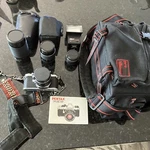 Pentax Super 35MM Camera Kit W/ 4 Lenses 200MM 2X 52MM 50MM Albinar Flash Bag. Fixed Price $179.99.