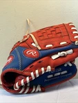 Rawlings PL91SR Youth Red/blue 9" Basket Web T-ball Glove (right-hand Throw). Fixed Price $14.00.