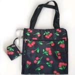 Cherry Tote With Coin Purse Shopper Bag 13" H, X 12.5" W, 4.5" D. Fixed Price $19.95.