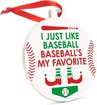 Chalktalksports Baseball Round Ceramic Ornament, Christmas, X-mas, Elf 3.5" Wide. Fixed Price $9.99.