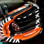 Rawlings Players Series PL95DSO Synthetic Glove Black Orange Reg Baseball Softb. Fixed Price $10.00.