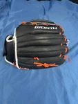 New Worth Storm Series STM1200, Rh/lht 12" Black Orange Softball Glove. Fixed Price $29.95.