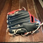 Rawlings Players Series WPL95NS Leather Youth Baseball Glove 11.5 Blue Red White. Fixed Price $10.77.