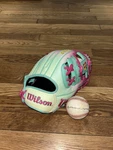 Wilson A2000 1975 11.75 Infield Baseball Glove Pink/neon Green Snake Skin. Fixed Price $295.00.