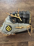 Wilson A500 12" Left Hand Leather Baseball Glove Gray/black Laced. Fixed Price $150.00.