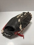 Rawlings PL91SB 9" Synthetic Baseball Glove, Black Red, Rht. Fixed Price $15.99.