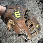 Wilson Pro 1000 A1741 P6 Glove Rustic Leather 12 1/2 Rht Brown First Base. Fixed Price $85.00.
