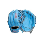 Baseball Glove 11 Infield Youth Left Hand Throw Blue Grey Red Wilson A500. Fixed Price $129.99.