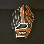 Wilson A550 11.5" Leather Baseball Glove Brown Black White A05RB201115. Fixed Price $32.99.