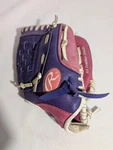 Rawlings Girls 10" Leather Softball Glove Purple Pink Right Hand Throw. Fixed Price $8.99.