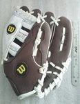 Wilson 9.5" T-ball Baseball Glove Brown And White. Fixed Price $8.40.