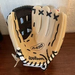 Wilson A450 12" Baseball Glove Position Tan Black Leather Finger Lace. Fixed Price $34.99.