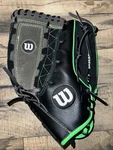 Wilson A350 12 Leather Baseball Glove Black Green Rh Throw Dual Hinge Euc. Fixed Price $22.00.
