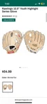 Rawlings Highlight H105IC 10.5 Inch Youth Baseball Right Glove Leather. Fixed Price $28.00.