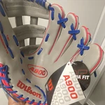 Wilson A900 Leather Baseball Glove Gray Blue Red 5 Finger For. Fixed Price $79.99.