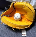 Mizuno Global Elite Catcher's Mitt Orange Baseball Glove Used. Fixed Price $352.66.