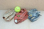 3 Baseball Gloves Wilson A2665 Leather Action Hinge Hawthorne Vintage. Fixed Price $28.95.