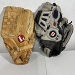 Lot Of 10.5 Inch Baseball Gloves. Louisville Slugger. Wilson 425. Right Handed. Fixed Price $26.99.