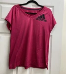 Adidas Women Pink V-neck Raglan Stretch Polyester Activewear Tee,. Fixed Price $12.00.
