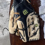 Wilson A360 Leather Baseball Glove Oversized Pocket Black/beige. Fixed Price $16.00.