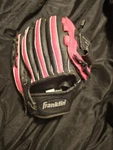 Franklin 22363 10.5" Youth Right Hand Baseball Glove Pink/black Shok Zorb. Fixed Price $18.99.