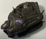 Rawlings HFP125BP 12.5 Rht Leather Softball Glove 3D Web Black W/ Purple Trim. Fixed Price $20.00.