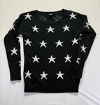 Express Sweater Womens Large Black White Star Print Acrylic Tight Knit Ribbed. Fixed Price $14.99.
