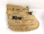 Spalding Signed Baseball Glove Crescent Web Leather Kalamazoo Kings 42-511. Fixed Price $20.00.
