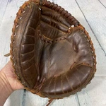 Vintage Rawlings RCM55 Catchers Mitt Rht Brown Leather Boys/youth Baseball Glove. Fixed Price $41.99.