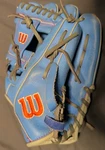 Wilson A500 Youth Leather Baseball Glove Mitt RIGHT/11-INCH Baby Blue And Red. Fixed Price $70.00.