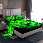 Manfei Lion Sheet Set Twin Size Green Lightning Bed 3PCS Deep. Fixed Price $50.11.