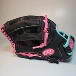 Rawlings HFP125HBP Women Left Hand Glove Fastpitch Mitt Black Teal Pink. Fixed Price $39.99.