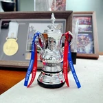 Fa Cup Trophy Resin Replica 16CM Height With Red & Blue Ribbon. Fixed Price $49.98.