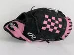 Rawlings PL950BP Youth 9.5" T-ball Glove Baseball Softball Pink Black Rht Vguc. Fixed Price $16.00.