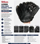 Wilson A2000 Black Leather Baseball Glove 5 Finger Style Pro Stock Mpn 1799 Lht. Fixed Price $115.00.