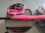Franklin Inferno Hot Pink Baseball Bat & GLOVE-10 25" New Unused-free Ship. Fixed Price $35.00.