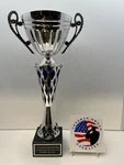 Silver Metal Trophy Cup 17" Custom Engraving Blue Diamond "support The Vet". Fixed Price $59.95.