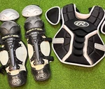 Rawlings Renegade Catchers Gear Set Black Silver Chest Protector Leg Guards 2 Pc. Fixed Price $90.00.