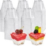 Jizvxe 100 Pack 3.5 Oz Square Dessert Cups,small Clear Plastic Tasting. Fixed Price $27.13.