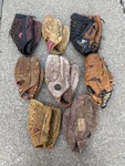 Baseball/softball Glove Lot 8: Rht/lht, Adult Sizes, Vtg/worn, Mixed Brands. Fixed Price $79.99.