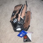 Wilson A350 12 In Baseball Glove Left Hand Throw Leather Brown/black Strap. Fixed Price $25.00.