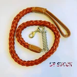 Heavy Duty Anti-pull Braided Leather Dog Leash With Shock Absorbing Spring Buffe. Fixed Price $15.37.